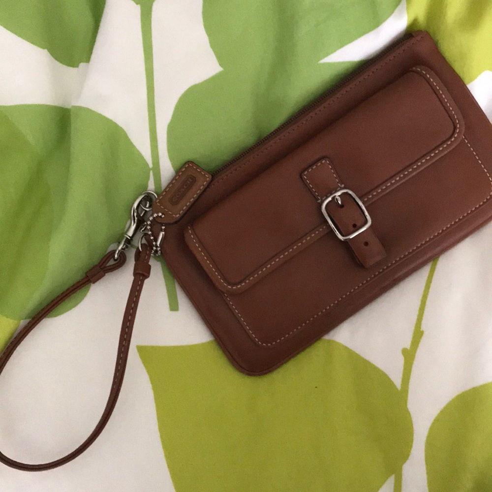 Coach Brown Leather Wristlet